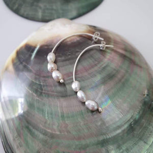 CONTACT US TO RECREATE THIS SOLD OUT STYLE Keshi Pearl Semi Hoop Earrings - 925 Sterling Silver FJD$ - Adorn Pacific - Earrings