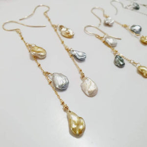 CONTACT US TO RECREATE THIS SOLD OUT STYLE Keshi Pearl Waterfall Drop Earrings - 14k Gold Fill FJD$ - Adorn Pacific - Earrings