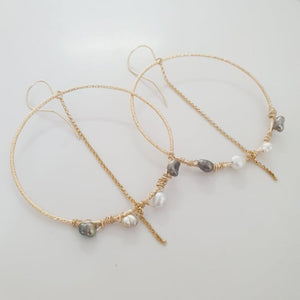 CONTACT US TO RECREATE THIS SOLD OUT STYLE Keshi Pearl Wrapped Hoop Earrings - 14k Gold Fill FJD$ - Adorn Pacific - Earrings