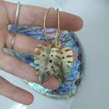 Load image into Gallery viewer, CONTACT US TO RECREATE THIS SOLD OUT STYLE Monstera Carved Fiji Oyster Hoop Earrings in 14k Gold Filled or 925 Sterling Silver - FJD$ - Adorn Pacific - Earrings
