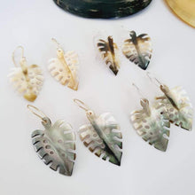 Load image into Gallery viewer, CONTACT US TO RECREATE THIS SOLD OUT STYLE Monstera Carved Fiji Oyster Shell Earrings in 14k Gold Filled and 925 Sterling Silver - FJD$ - Adorn Pacific - Earrings
