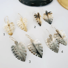 Load image into Gallery viewer, CONTACT US TO RECREATE THIS SOLD OUT STYLE Monstera Carved Fiji Oyster Shell Earrings in 14k Gold Filled and 925 Sterling Silver - FJD$ - Adorn Pacific - Earrings
