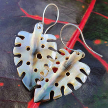 Load image into Gallery viewer, CONTACT US TO RECREATE THIS SOLD OUT STYLE Monstera Carved Fiji Oyster Shell Earrings in 925 Sterling Silver - FJD$ - Adorn Pacific - Earrings
