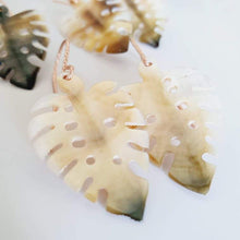 Load image into Gallery viewer, CONTACT US TO RECREATE THIS SOLD OUT STYLE Monstera Carved Fiji Oyster Shell Earrings in textured 14k Rose Gold Fill - FJD$ - Adorn Pacific - Earrings

