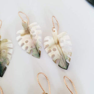 CONTACT US TO RECREATE THIS SOLD OUT STYLE Monstera Carved Fiji Oyster Shell Earrings in textured 14k Rose Gold Fill - FJD$ - Adorn Pacific - Earrings