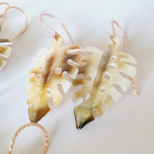 Load image into Gallery viewer, CONTACT US TO RECREATE THIS SOLD OUT STYLE Monstera Carved Fiji Oyster Shell Earrings in textured 14k Rose Gold Fill - FJD$ - Adorn Pacific - Earrings
