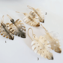 Load image into Gallery viewer, CONTACT US TO RECREATE THIS SOLD OUT STYLE Monstera Carved Fiji Oyster Shell Earrings in textured 14k Rose Gold Fill - FJD$ - Adorn Pacific - Earrings
