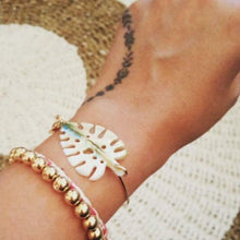 Load image into Gallery viewer, CONTACT US TO RECREATE THIS SOLD OUT STYLE Monstera Carved Oyster Shell Bangle - 14k Gold Filled FJD$ - Adorn Pacific - Bracelets
