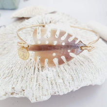 Load image into Gallery viewer, CONTACT US TO RECREATE THIS SOLD OUT STYLE Monstera Carved Oyster Shell Bangle - 14k Gold Filled FJD$ - Adorn Pacific - Bracelets
