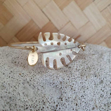 Load image into Gallery viewer, CONTACT US TO RECREATE THIS SOLD OUT STYLE Monstera Carved Oyster Shell Bangle - 14k Gold Filled FJD$ - Adorn Pacific - Bracelets
