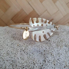 Load image into Gallery viewer, CONTACT US TO RECREATE THIS SOLD OUT STYLE Monstera Carved Oyster Shell Bangle - 14k Gold Filled FJD$ - Adorn Pacific - Bracelets
