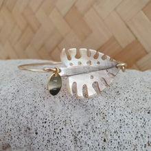 Load image into Gallery viewer, CONTACT US TO RECREATE THIS SOLD OUT STYLE Monstera Carved Oyster Shell Bangle - 14k Gold Filled FJD$ - Adorn Pacific - Bracelets

