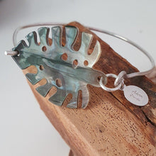 Load image into Gallery viewer, CONTACT US TO RECREATE THIS SOLD OUT STYLE Monstera Carved Oyster Shell Bangle - 925 Sterling Silver FJD$ - Adorn Pacific - Bracelets
