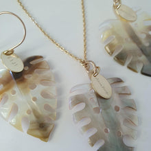 Load image into Gallery viewer, CONTACT US TO RECREATE THIS SOLD OUT STYLE Monstera Carved Oyster Shell Earrings and Necklace Set - 14k Gold Fill or 925 Sterling Silver FJD$ - Adorn Pacific - Earrings
