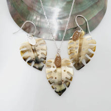 Load image into Gallery viewer, CONTACT US TO RECREATE THIS SOLD OUT STYLE Monstera Carved Oyster Shell Earrings and Necklace Set - 14k Gold Fill or 925 Sterling Silver FJD$ - Adorn Pacific - Earrings
