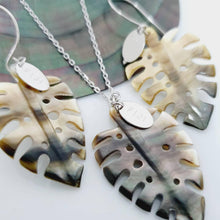 Load image into Gallery viewer, CONTACT US TO RECREATE THIS SOLD OUT STYLE Monstera Carved Oyster Shell Earrings and Necklace Set - 14k Gold Fill or 925 Sterling Silver FJD$ - Adorn Pacific - Earrings
