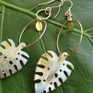 CONTACT US TO RECREATE THIS SOLD OUT STYLE Monstera Fiji Mother of Pearl Earrings 925 Sterling Silver - FJD$ - Adorn Pacific - Earrings