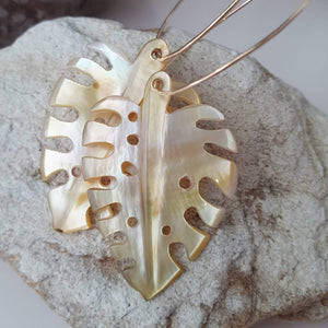 CONTACT US TO RECREATE THIS SOLD OUT STYLE Monstera Oyster Shell and Fiji Pearl Set - 14k Gold Filled FJD$ - Adorn Pacific - Jewelry Sets