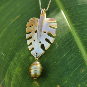 CONTACT US TO RECREATE THIS SOLD OUT STYLE Monstera Oyster Shell and Fiji Pearl Set - 14k Gold Filled FJD$ - Adorn Pacific - Jewelry Sets