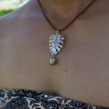 Load image into Gallery viewer, CONTACT US TO RECREATE THIS SOLD OUT STYLE Monstera Oyster Shell and Fiji Pearl Wax Cord Necklace - FJD$ - Adorn Pacific - Necklaces
