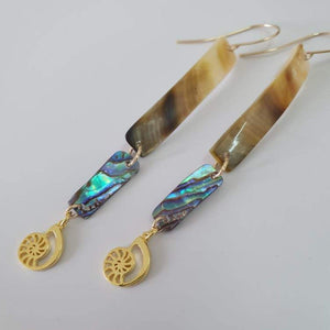 CONTACT US TO RECREATE THIS SOLD OUT STYLE Mother of Pearl & Abalone Earrings with Nautilus Charms - 14k Gold Fill FJD$ - Adorn Pacific - Earrings