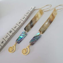 Load image into Gallery viewer, CONTACT US TO RECREATE THIS SOLD OUT STYLE Mother of Pearl &amp; Abalone Earrings with Nautilus Charms - 14k Gold Fill FJD$ - Adorn Pacific - Earrings
