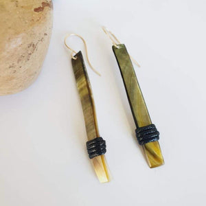 CONTACT US TO RECREATE THIS SOLD OUT STYLE Mother of Pearl Earrings with Wax Cord detail - 925 Sterling Silver or 14k Gold Fill FJD$ - Adorn Pacific - Earrings