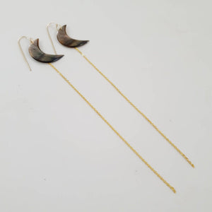 CONTACT US TO RECREATE THIS SOLD OUT STYLE Mother of Pearl Moon Earrings with Chain Detail - 14k Gold Fill FJD$ - Adorn Pacific - Earrings