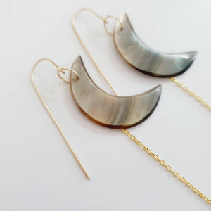 CONTACT US TO RECREATE THIS SOLD OUT STYLE Mother of Pearl Moon Earrings with Chain Detail - 14k Gold Fill FJD$ - Adorn Pacific - Earrings