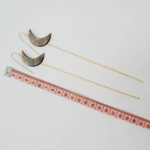 CONTACT US TO RECREATE THIS SOLD OUT STYLE Mother of Pearl Moon Earrings with Chain Detail - 14k Gold Fill FJD$ - Adorn Pacific - Earrings