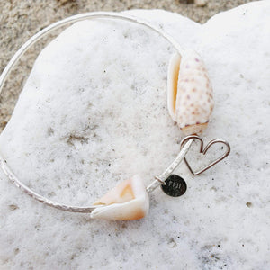 CONTACT US TO RECREATE THIS SOLD OUT STYLE One-Off Heart & Shell Bangle - 925 Sterling Silver FJD$ - Adorn Pacific - Bracelets
