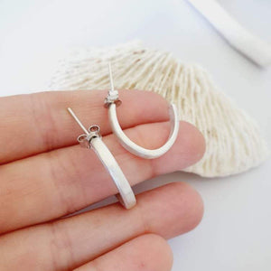 CONTACT US TO RECREATE THIS SOLD OUT STYLE Satin Finish Solid Silver Slim Semi-Hoop Earrings - 925 Sterling Silver FJD$ - Adorn Pacific - All Products