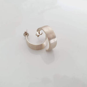CONTACT US TO RECREATE THIS SOLD OUT STYLE Satin Finish Solid Silver Wide Semi-Hoop Earrings - 925 Sterling Silver FJD$ - Adorn Pacific - All Products