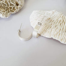 Load image into Gallery viewer, CONTACT US TO RECREATE THIS SOLD OUT STYLE Satin Finish Solid Silver Wide Semi-Hoop Earrings - 925 Sterling Silver FJD$ - Adorn Pacific - All Products
