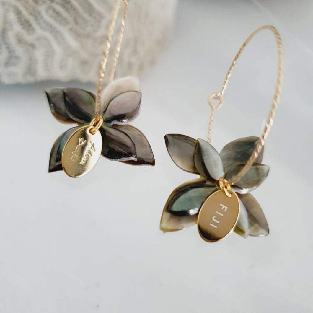 CONTACT US TO RECREATE THIS SOLD OUT STYLE Sparkle Frangipani Double Shell Earrings - 14k Gold Filled FJD$ - Adorn Pacific - Earrings