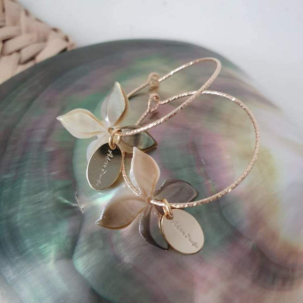 CONTACT US TO RECREATE THIS SOLD OUT STYLE Sparkle Frangipani Shell Earrings - 14k Gold Filled FJD$ - Adorn Pacific - Earrings