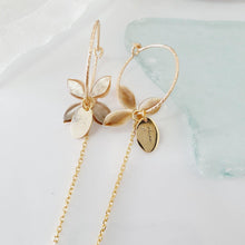Load image into Gallery viewer, CONTACT US TO RECREATE THIS SOLD OUT STYLE Sparkle Frangipani Shell Earrings with Chain Detail - 14k Gold Filled FJD$ - Adorn Pacific - Earrings
