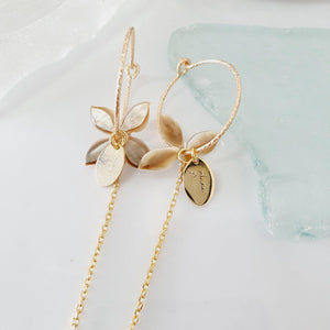 CONTACT US TO RECREATE THIS SOLD OUT STYLE Sparkle Frangipani Shell Earrings with Chain Detail - 14k Gold Filled FJD$ - Adorn Pacific - Earrings