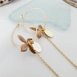 CONTACT US TO RECREATE THIS SOLD OUT STYLE Sparkle Frangipani Shell Earrings with Chain Detail - 14k Gold Filled FJD$ - Adorn Pacific - Earrings