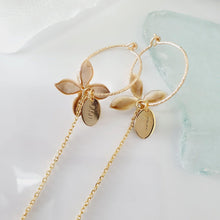Load image into Gallery viewer, CONTACT US TO RECREATE THIS SOLD OUT STYLE Sparkle Frangipani Shell Earrings with Chain Detail - 14k Gold Filled FJD$ - Adorn Pacific - Earrings
