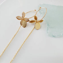 Load image into Gallery viewer, CONTACT US TO RECREATE THIS SOLD OUT STYLE Sparkle Frangipani Shell Earrings with Chain Detail - 14k Gold Filled FJD$ - Adorn Pacific - Earrings
