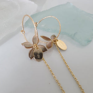 CONTACT US TO RECREATE THIS SOLD OUT STYLE Sparkle Frangipani Shell Earrings with Chain Detail - 14k Gold Filled FJD$ - Adorn Pacific - Earrings
