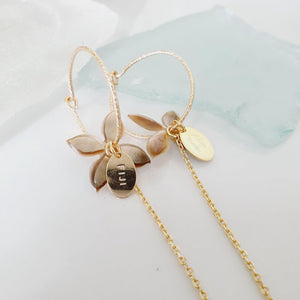 CONTACT US TO RECREATE THIS SOLD OUT STYLE Sparkle Frangipani Shell Earrings with Chain Detail - 14k Gold Filled FJD$ - Adorn Pacific - Earrings