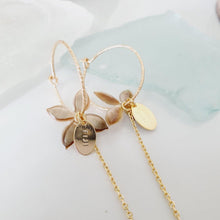 Load image into Gallery viewer, CONTACT US TO RECREATE THIS SOLD OUT STYLE Sparkle Frangipani Shell Earrings with Chain Detail - 14k Gold Filled FJD$ - Adorn Pacific - Earrings
