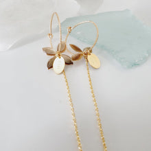 Load image into Gallery viewer, CONTACT US TO RECREATE THIS SOLD OUT STYLE Sparkle Frangipani Shell Earrings with Chain Detail - 14k Gold Filled FJD$ - Adorn Pacific - Earrings
