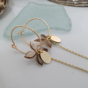CONTACT US TO RECREATE THIS SOLD OUT STYLE Sparkle Frangipani Shell Earrings with Chain Detail - 14k Gold Filled FJD$ - Adorn Pacific - Earrings