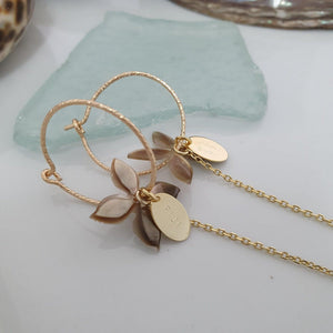 CONTACT US TO RECREATE THIS SOLD OUT STYLE Sparkle Frangipani Shell Earrings with Chain Detail - 14k Gold Filled FJD$ - Adorn Pacific - Earrings