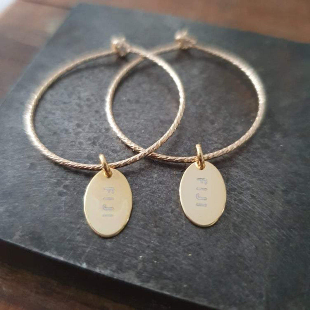 CONTACT US TO RECREATE THIS SOLD OUT STYLE Sparkle Hoop Earrings with Fiji Tag - 14k Gold Filled FJD$ - Adorn Pacific - Earrings