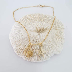 CONTACT US TO RECREATE THIS SOLD OUT STYLE Starfish & Nautilus Charm Anklet - 14k Gold Fill - Adorn Pacific - All Products