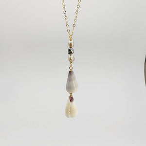 CONTACT US TO RECREATE THIS SOLD OUT STYLE Tahitian Keshi Pearl & Shell Lariat Y-Necklace - 14k Gold Fill FJD$ - Adorn Pacific - Necklaces
